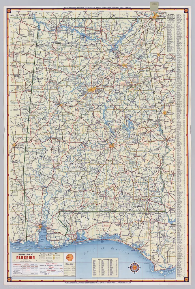 Shell Highway Map of Alabama.