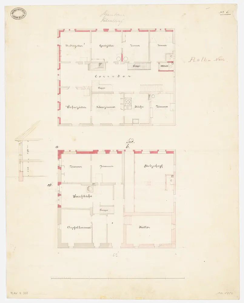 Fehraltorf: Ehemaliges Pfarrhaus, Umänderung, Erdgeschoss und 1. Stock; Grundrisse (Nr. 6)