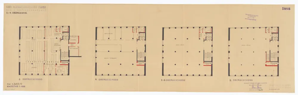 Walche: Grundrisse: 5. bis 9. Stock; Grundrisse