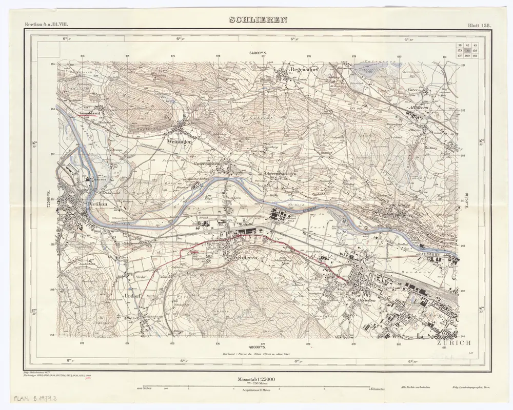 Topographischer Atlas der Schweiz (Siegfried-Karte): Blatt 158: Schlieren