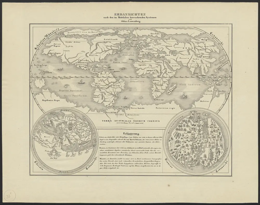 [Historisch-geographischer Atlas zu den allgemeinen Geschichtswerken von C. v. Rotteck, Pölitz u. Becker] : Erdansichten nach den im Mittelalter herrschenden Systemen