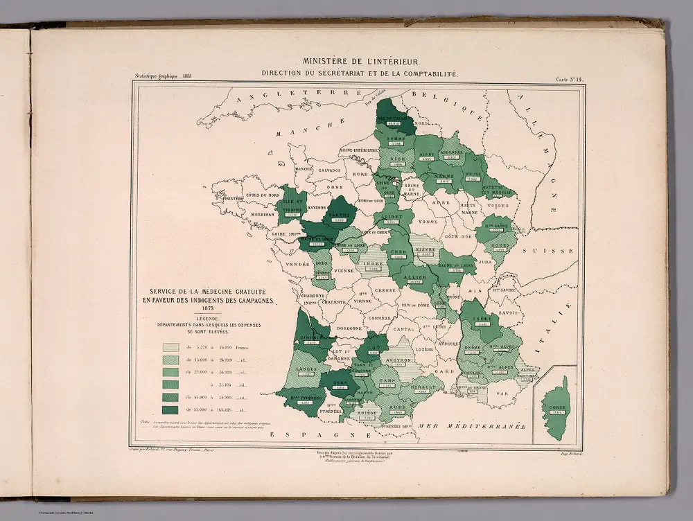 Service de la medeine gratuite en faveur des indigents de campagnes. 1879. Carte 14