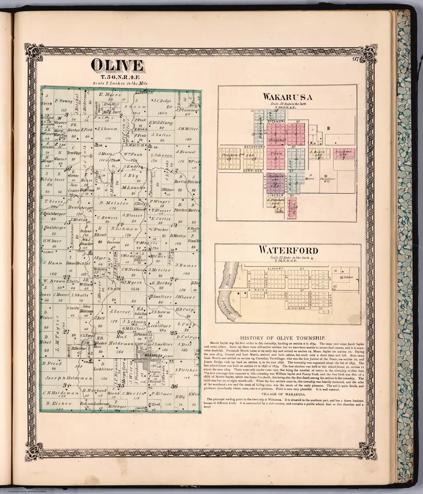 Olive Township, Elkhart County, Indiana.  Wakarusa.  Waterford.