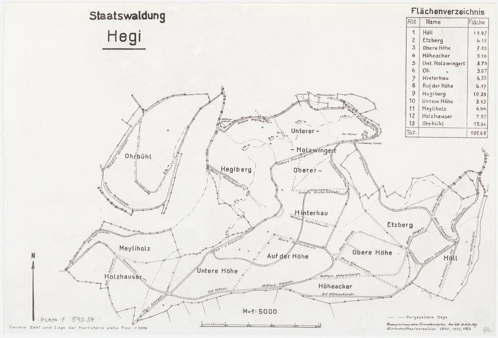 Winterthur, Seen, Oberwinterthur: Staatswaldungen: Winterthur, Elsau: Staatswaldung Hegi; Übersichtsplan