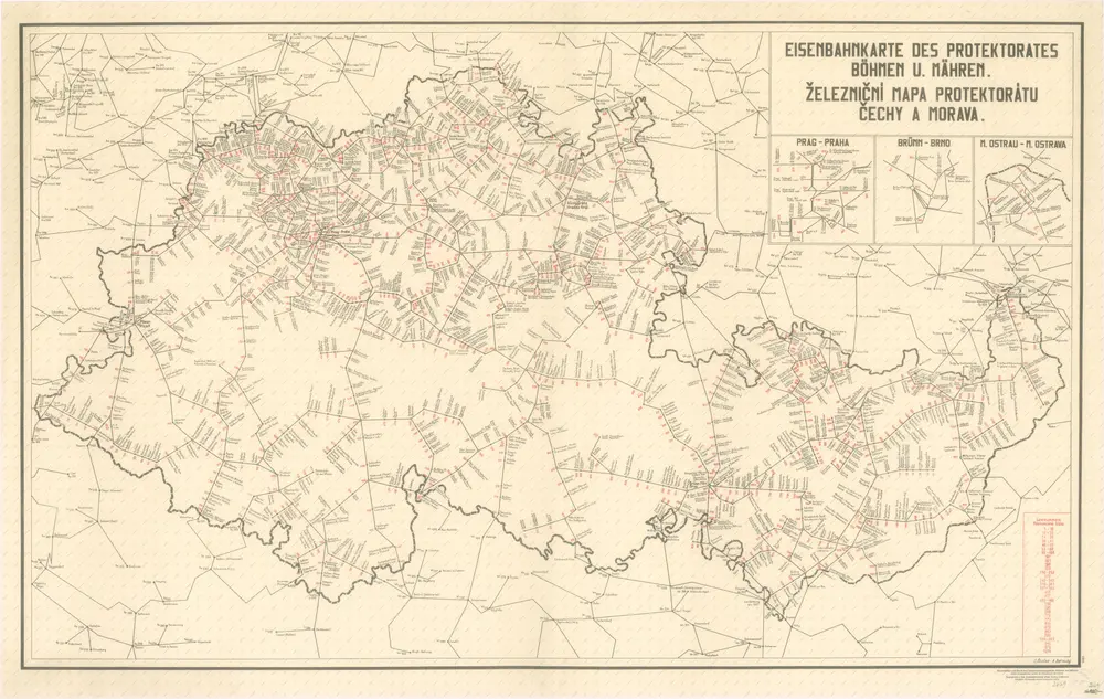 Železniční mapa protektorátu Čechy a Morava