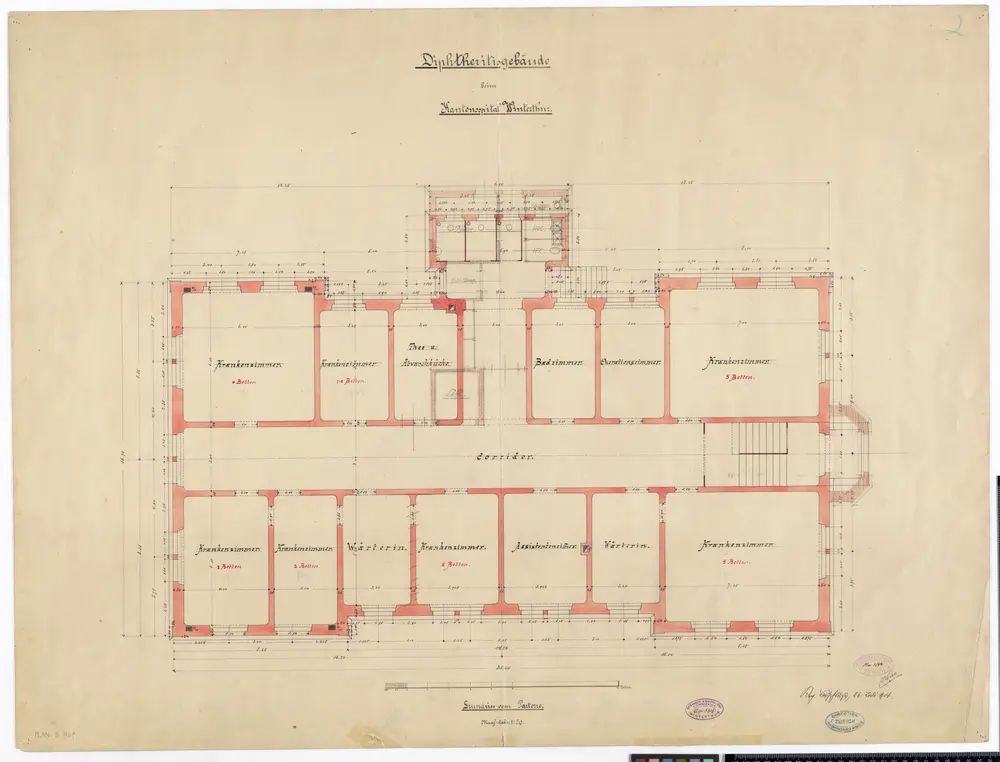 Winterthur: Kantonsspital, Diphteriegebäude, Erdgeschoss; Grundriss (Nr. 2)