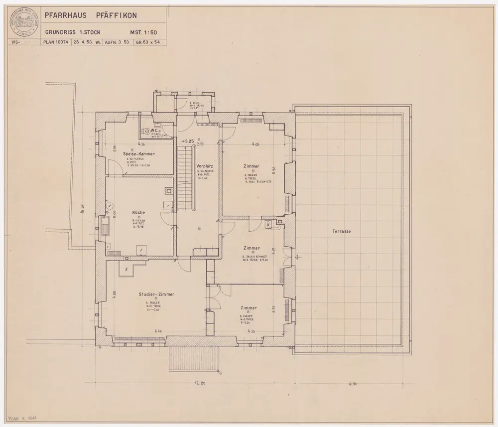 Pfäffikon: Pfarrhaus, 1. Stock; Grundriss