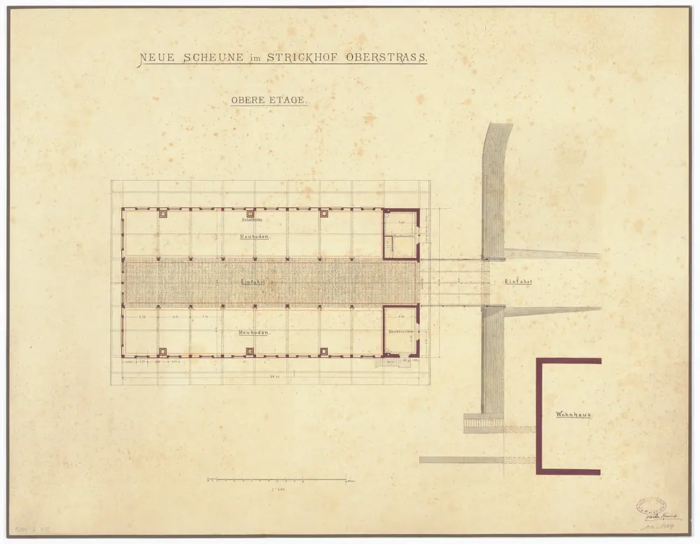 Landwirtschaftliche Schule Strickhof, projektierte Scheune: Obergeschoss; Grundriss