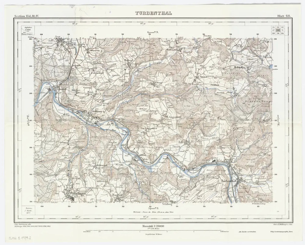 Topographischer Atlas der Schweiz (Siegfried-Karte): Blatt 68: Turbenthal