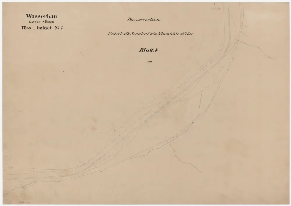 Winterthur, Töss: Von unterhalb der oberen Au bis Tössrain, Tösskorrektion; Situationsplan (Töss-Gebiet Nr. 7, Blatt 4)