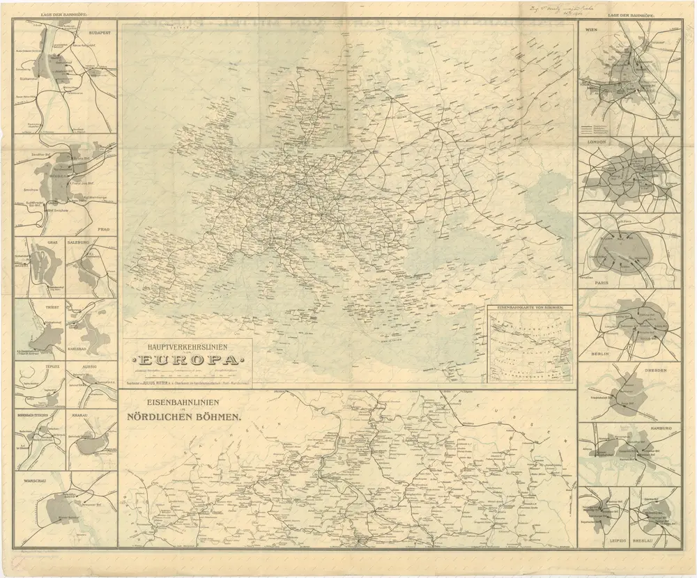 Eisenbahn - Routen - Karte von Mittel - Europa