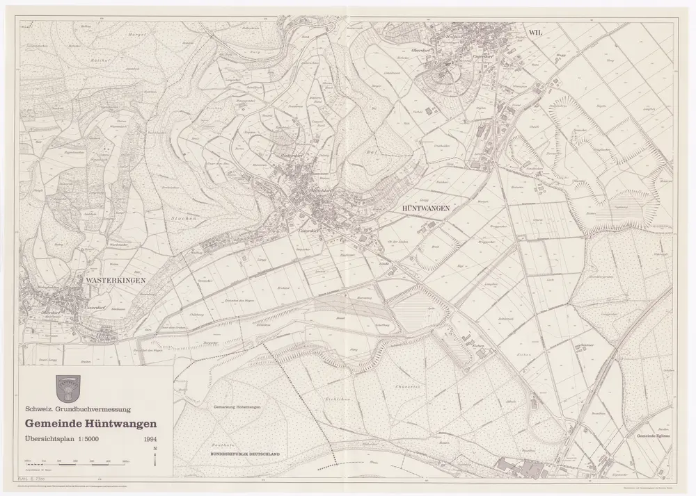 Hüntwangen: Gemeinde; Übersichtsplan (Schweizerische Grundbuchvermessung)