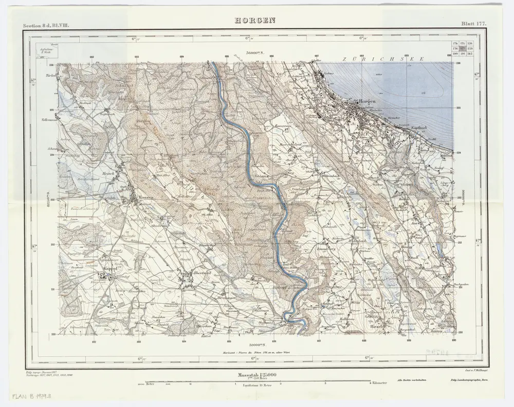 Topographischer Atlas der Schweiz (Siegfried-Karte): Blatt 177: Horgen