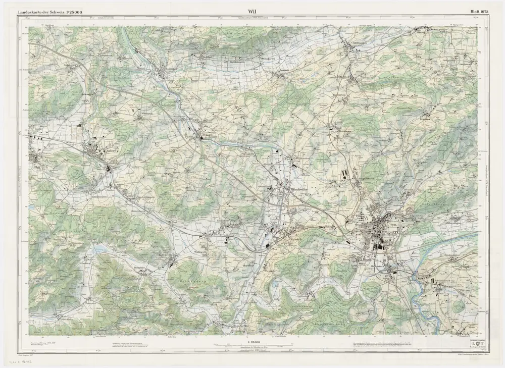 Landeskarte der Schweiz 1 : 25000: Den Kanton Zürich betreffende Blätter: Blatt 1073: Wil SG