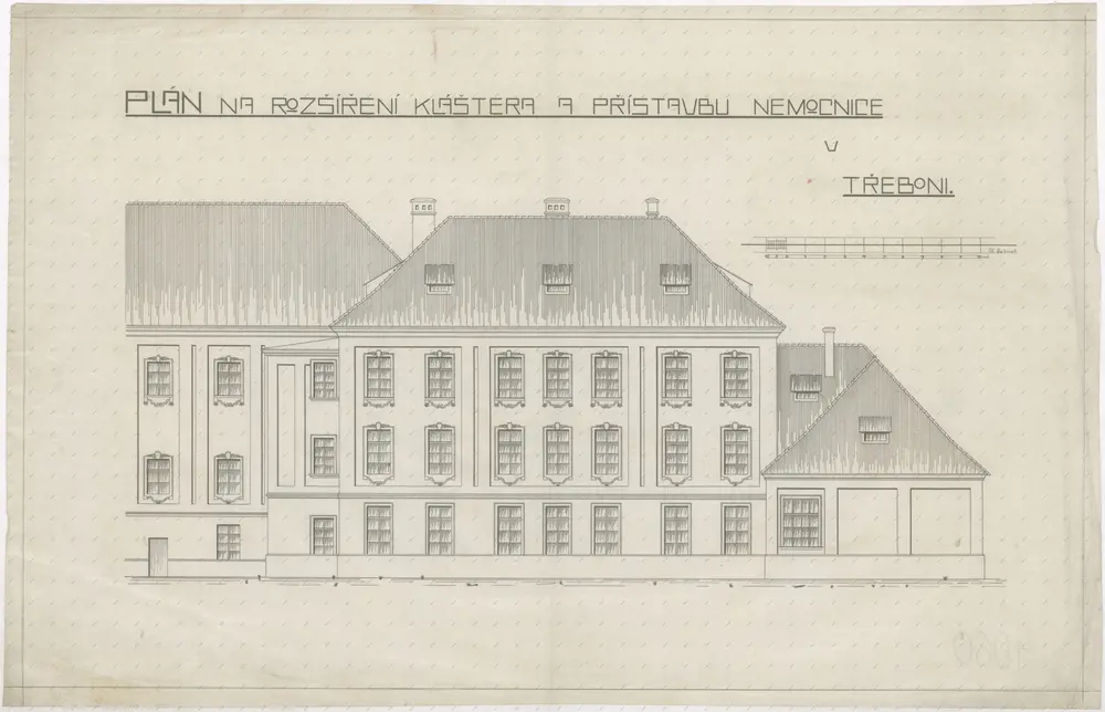 Plán na rozšíření kláštera a přístavbu nemocnice v Třeboni 1