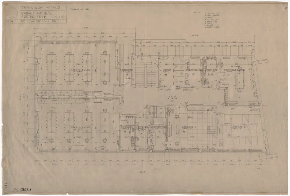 Winterthur: Technikum, Chemie-Neubau: 1. Stock; Grundriss (Nr. 36)