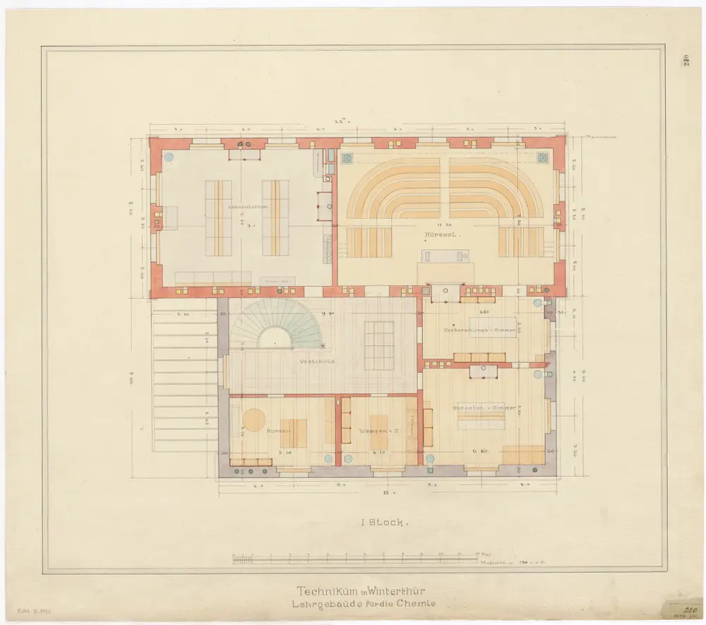 Winterthur: Technikum, Chemiegebäude, 1. Stock; Grundriss