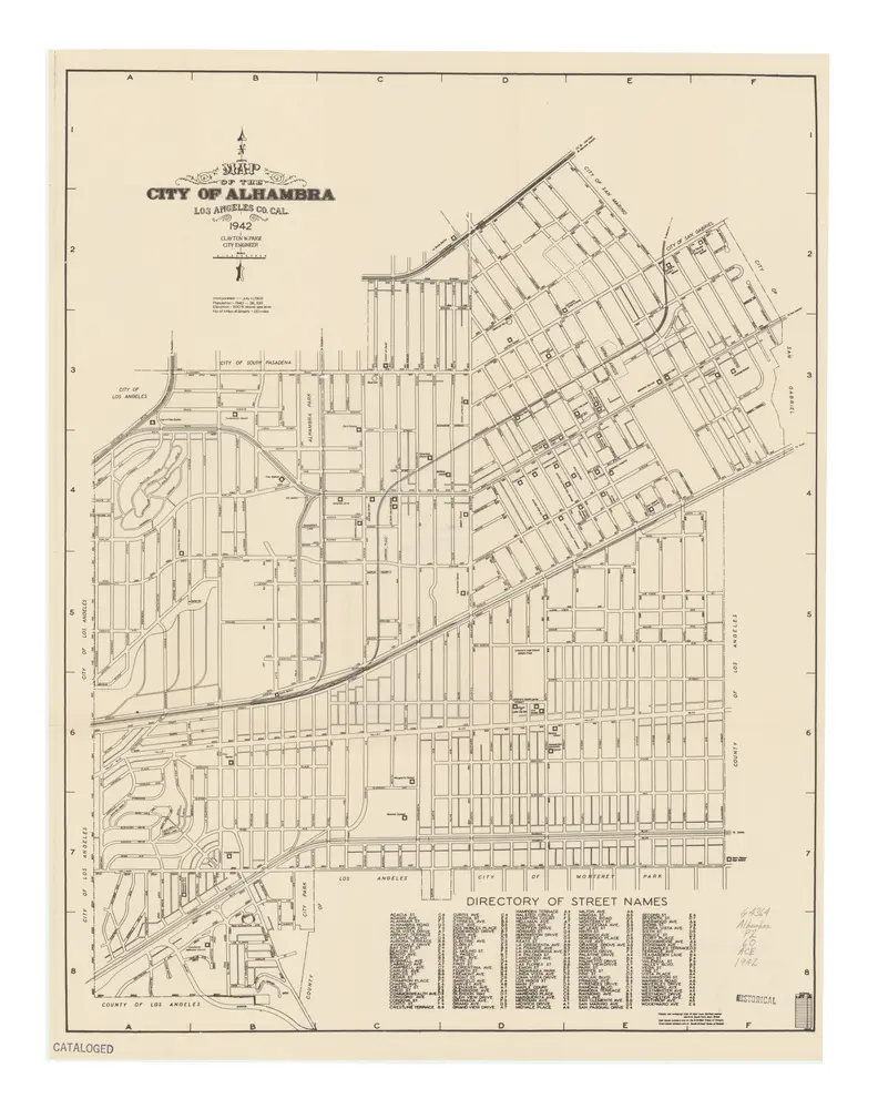 Map of the city of Alhambra, Los Angeles Co., Cal.