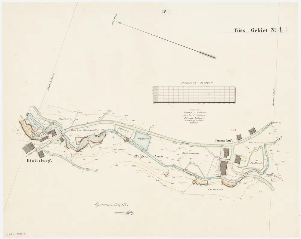 Bäretswil, Bauma: Wissenbach von Tanne bis unterhalb der Grenze zwischen Bäretswil und Bauma: Blatt II: Bäretswil: Wissenbach von Josenhof bis Hinterburg; Situationsplan (Töss-Gebiet Nr. 1 b)