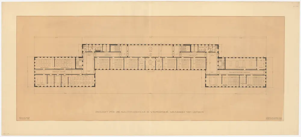 Winterthur: Kantonsschule; Projektausführung; 1. Obergeschoss; Grundriss