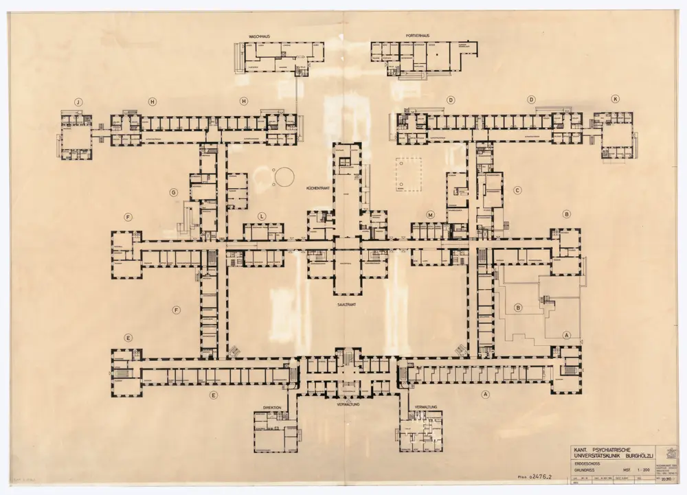 Psychiatrische Universitätsklinik Burghölzli: Grundrisse: Erdgeschoss; Grundriss