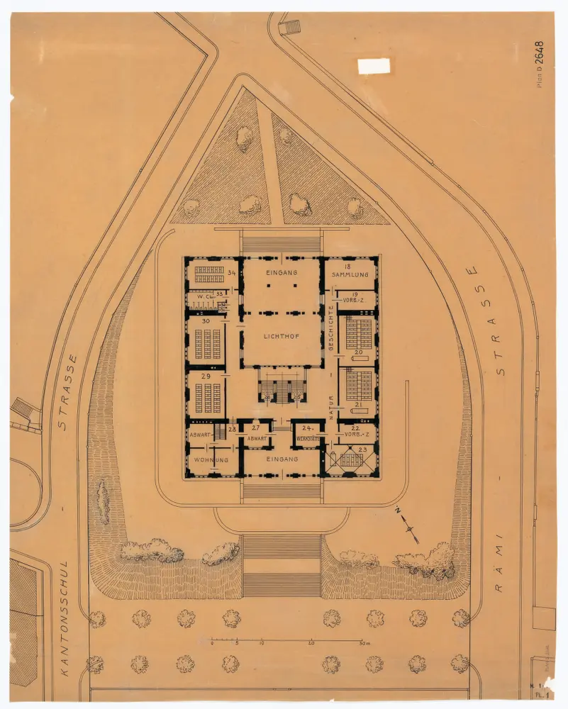 Alte Kantonsschule (Seminar), Rämistrasse 59: Situationsplan und Grundriss