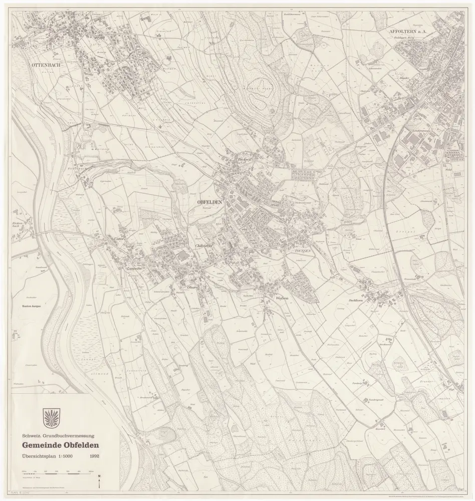 Obfelden: Gemeinde; Übersichtsplan (Schweizerische Grundbuchvermessung)