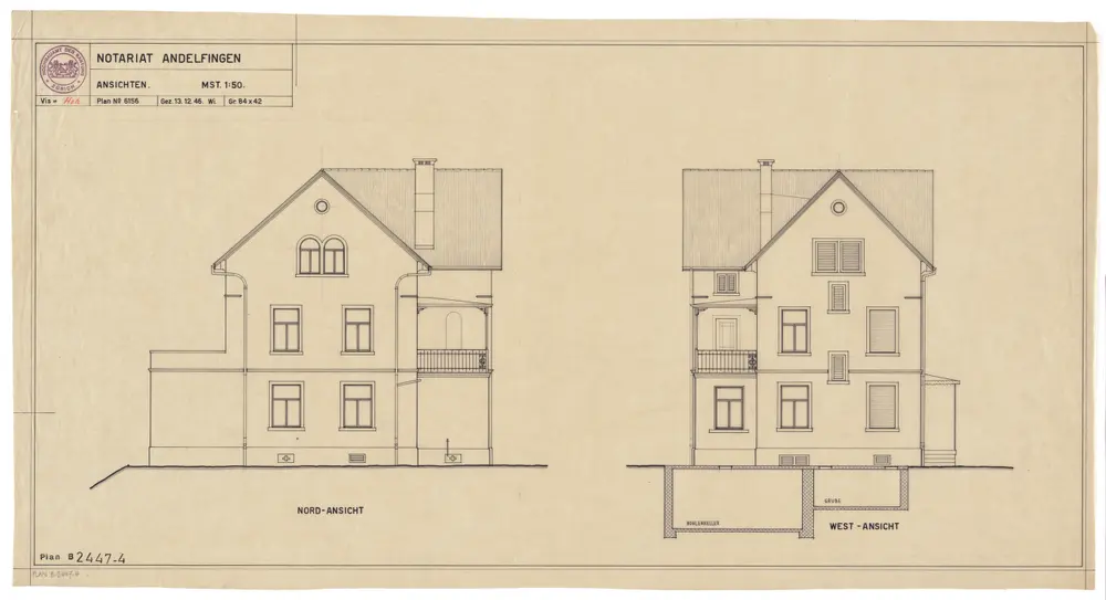 Andelfingen: Notariat: Nordfassade und Westfassade; Ansichten