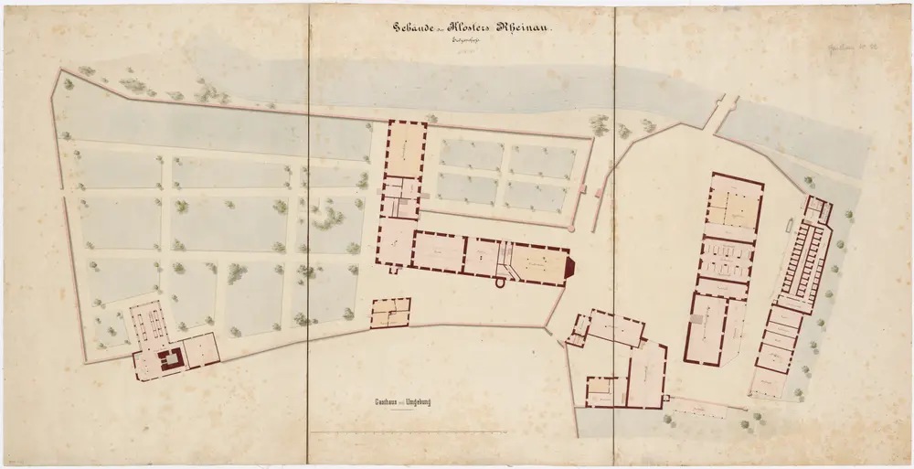Pflegeanstalt Rheinau: Gasthaus mit Umgebung, Erdgeschoss; Grundriss