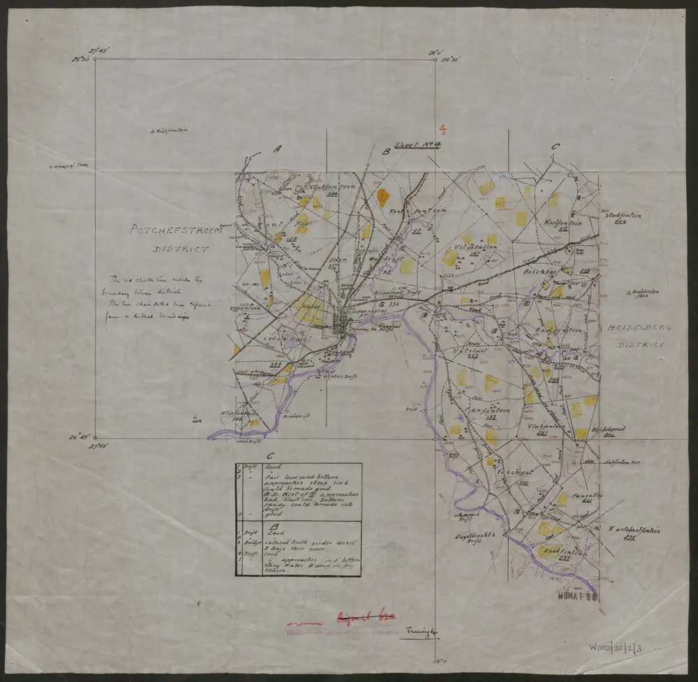 'Transvaal Manoeuvre Area. Surveyed by Capt. C. St B. Sladen Royal].E[ngineers]. & Lt. K.W. Lee R[oyal].F[ield].A[rtillery]. 1910/11.' - War Office ledger. Tracings