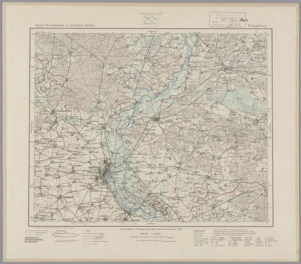 88. Magdeburg, uit: Topographische Uebersichtskarte des Deutschen Reiches / herausgegeben v. d. Kartogr. Abt. d. Königl. Preuß. Landesaufnahme