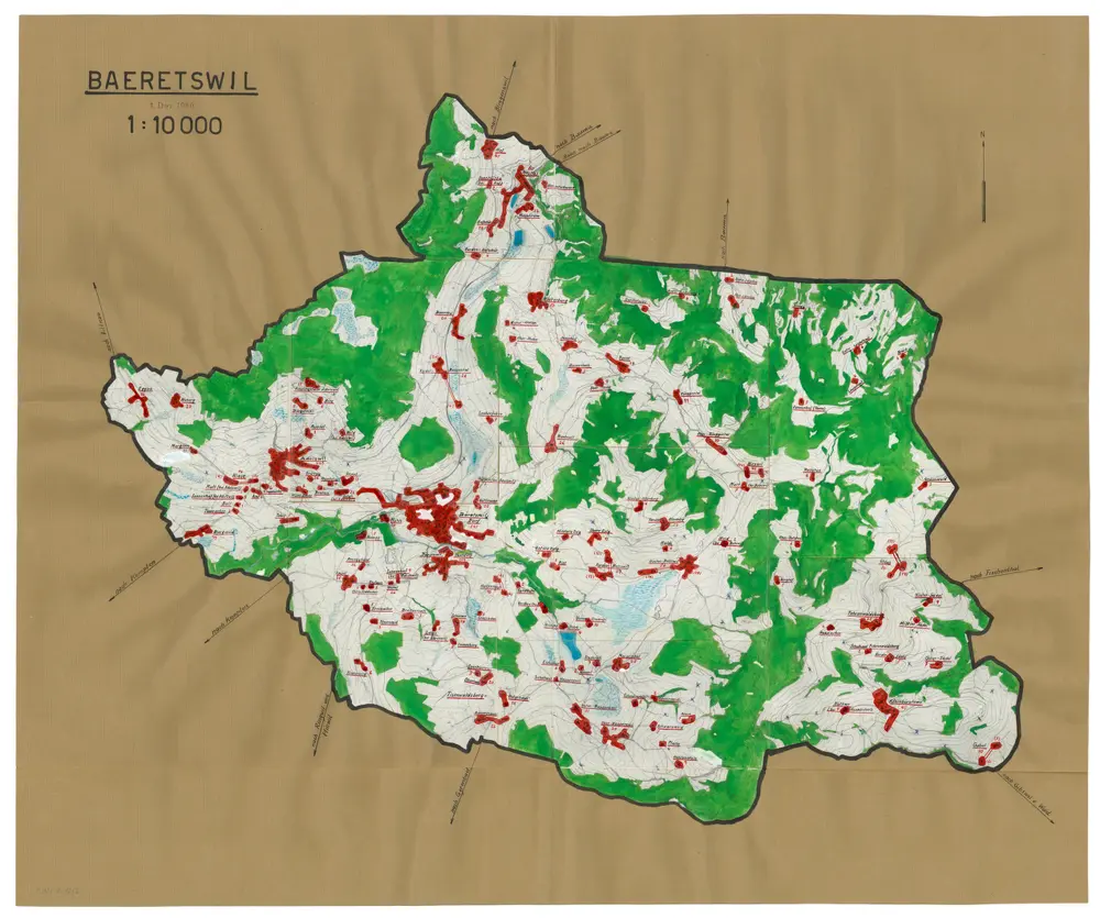 Bäretswil: Definition der Siedlungen für die eidgenössische Volkszählung am 01.12.1950; Siedlungskarte
