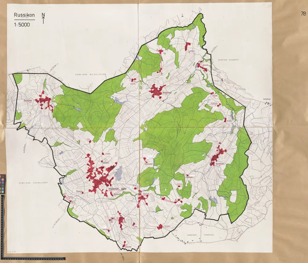 Russikon: Definition der Siedlungen für die eidgenössische Volkszählung am 01.12.1960; Siedlungskarte Nr. 78