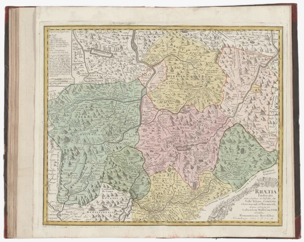 Atlas der alten Eidgenossenschaft in 20 Karten: Freistaat Gemeiner Drei Bünde (Gotteshausbund, Grauer Bund, Zehngerichtenbund) und zugewandter Ort der Eidgenossenschaft