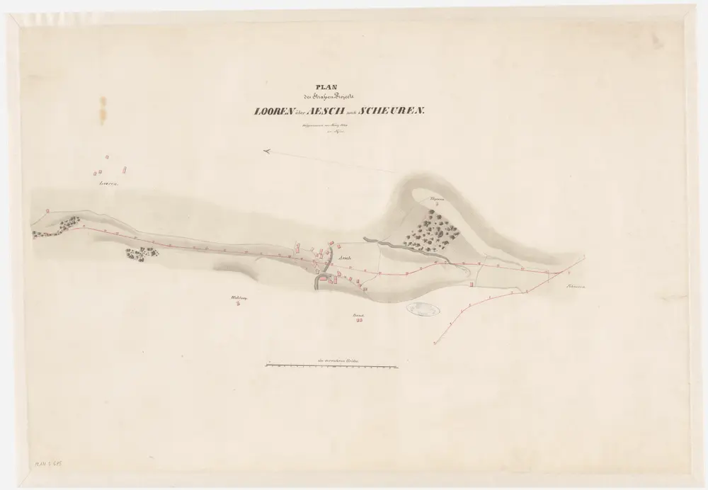Maur: Projektierte Strasse von Looren über Aesch nach Scheuren; Übersichtsplan