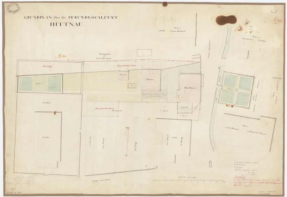 Hittnau: Pfrundlokalität mit Kirche und Pfarrhaus; Grundriss (Nr. 2)