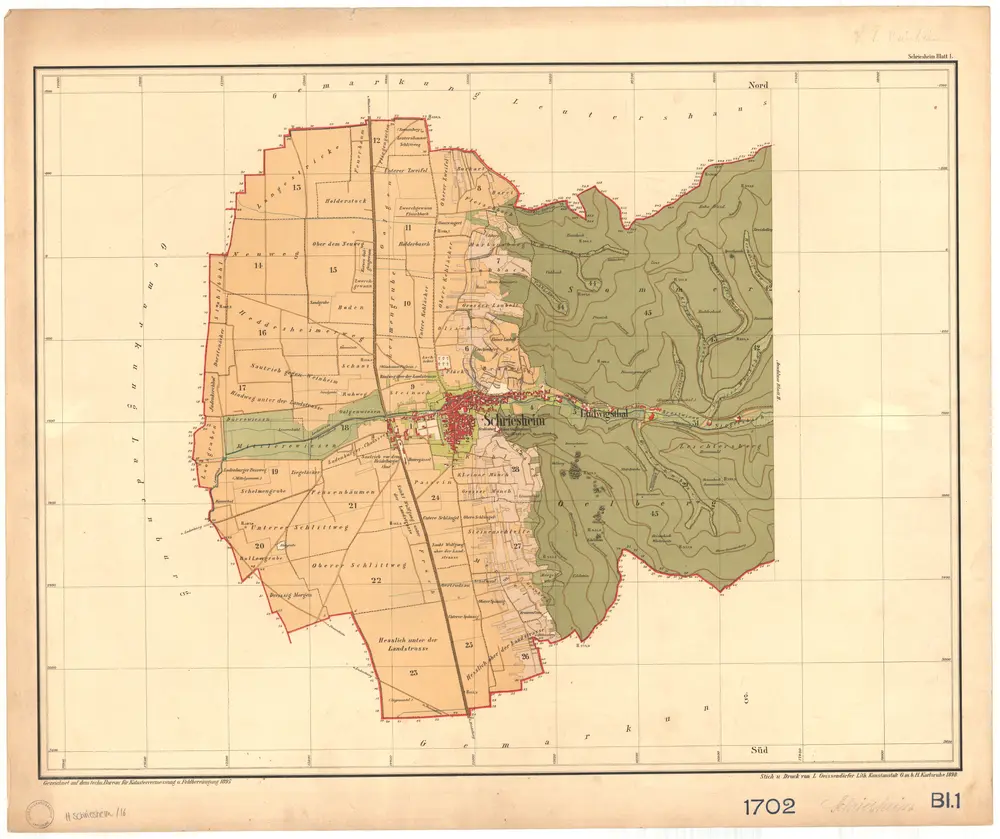 Schriesheim, Stadt, HD. GLAK H-1 Gemarkungspläne