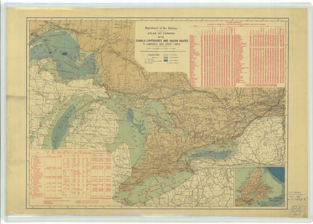 Atlas of Canada Number 22 Canals Lighthouses and Sailing Routes Saint Lawrence and Great Lakes With Cape Breton Island