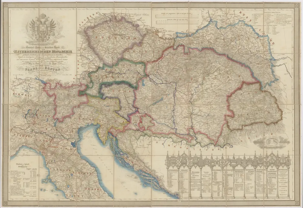 Neueste General- Post-und Strassen Karte der Oesterreichischen Monarchie
