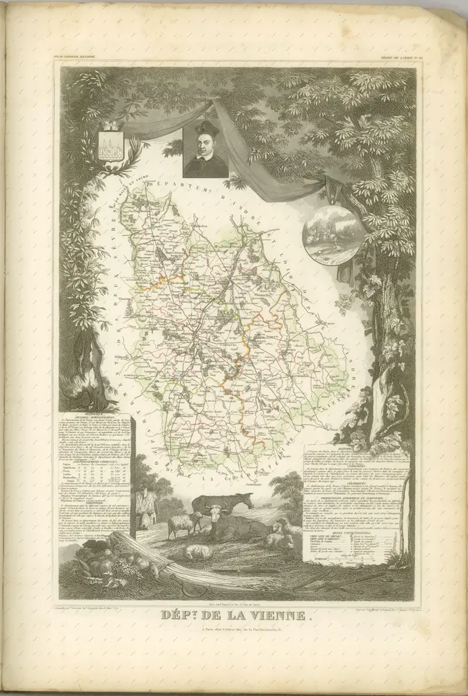 mapa z atlasu "Atlas National Illustré des 86 Départements et des Possessions de la France Divisé par Arrondissements, Cantons et Communes, avec le tracé de toutes les routes, chemins de fer et canaux"