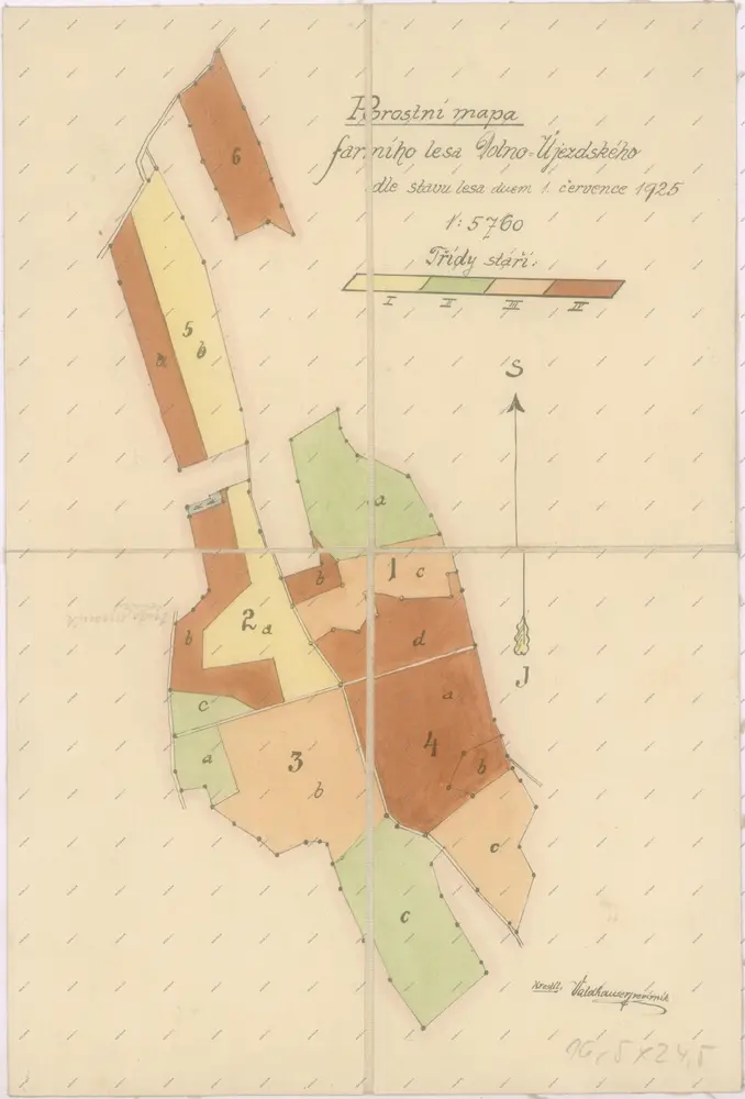 Porostní mapa farního lesa v Dolním Újezdě