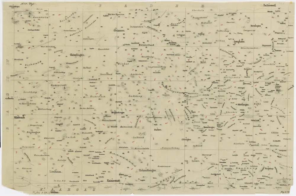 Vorlagen für die Topographische Karte des Kantons Zürich (Wild-Karte): Schrift-Pausen: Blatt V: Wil