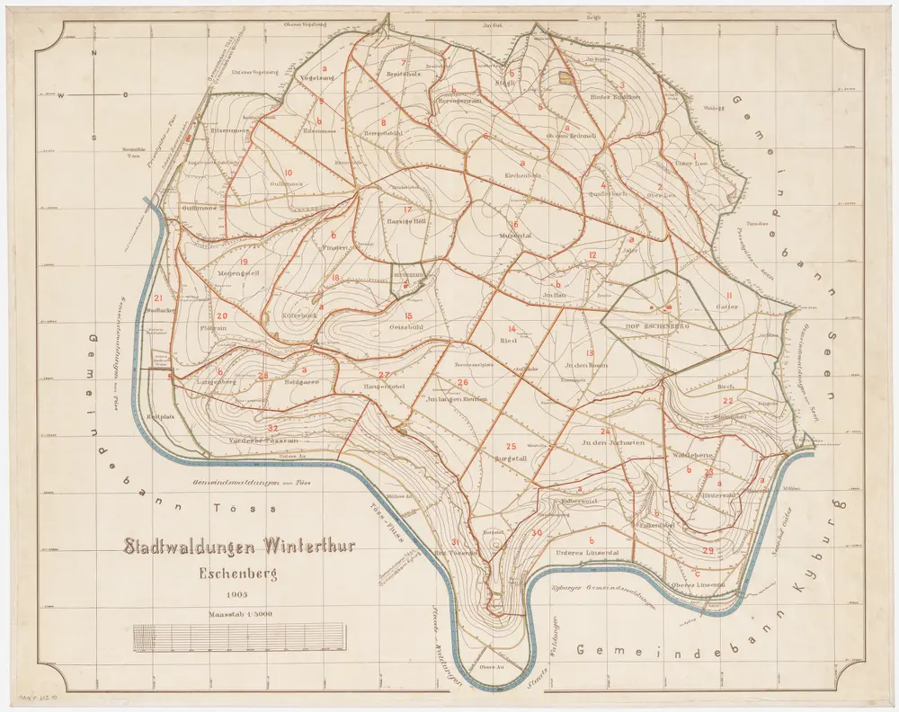 Winterthur, Oberwinterthur, Wülflingen, Turbenthal: Stadtwaldung Winterthur: Winterthur: Eschenberg; Übersichtsplan