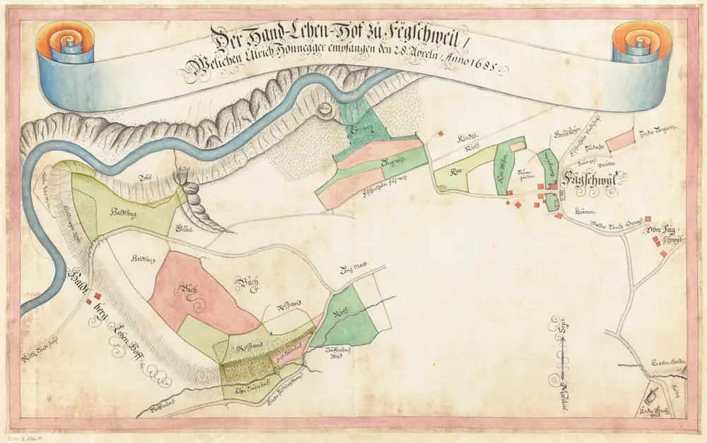 Rüti, Dürnten, Bubikon, Wald, Goldingen SG: Grundriss und Beschreibung der Güter, Waldungen und Handlehen des Amts Rüti sowie der beiden Alpen Scheidegg und Boalp (ältere Schreibweise: Poo-Alp), Band I: Seite 160: Handlehen zu Fägswil; Grundriss