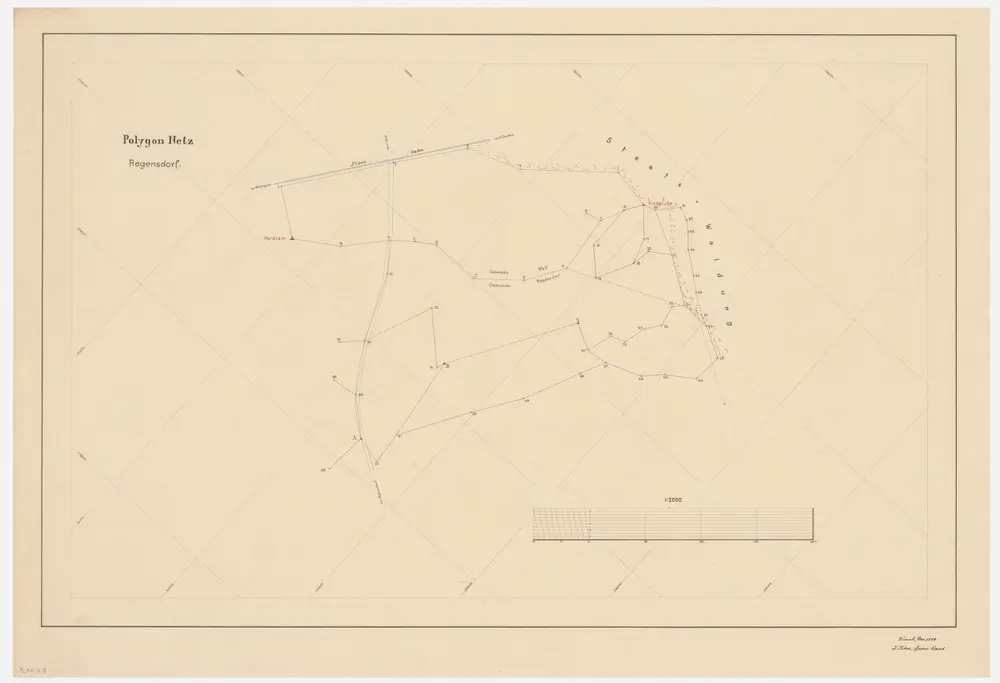 Regensdorf: Zivilgemeinden Regensdorf und Watt; Hardrain und Gegend bei Eisenbahnlinie; Vermessungsplan