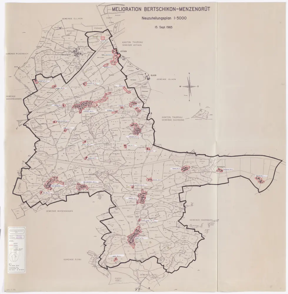 Bertschikon: Definition der Siedlungen für die eidgenössische Volkszählung am 01.12.1970; Siedlungskarte