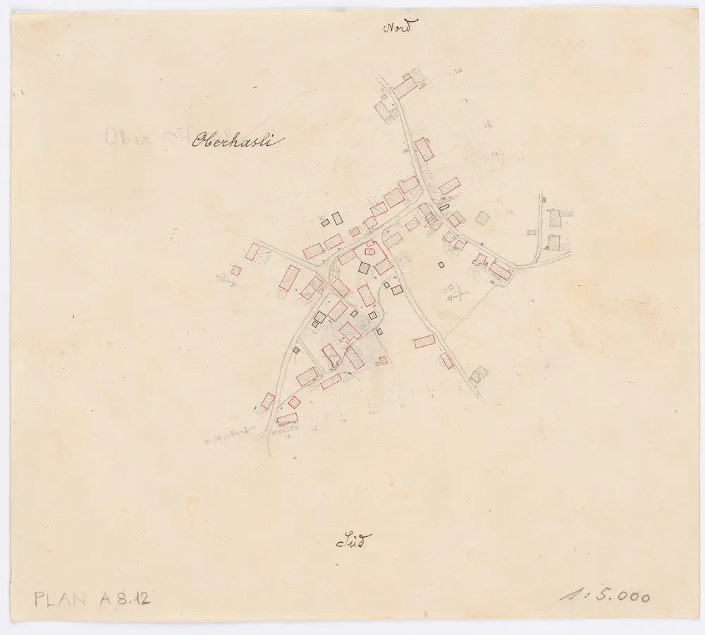 Vorlagen für die Topographische Karte des Kantons Zürich (Wild-Karte): Bezirk Dielsdorf: Ortsplan: Oberhasli