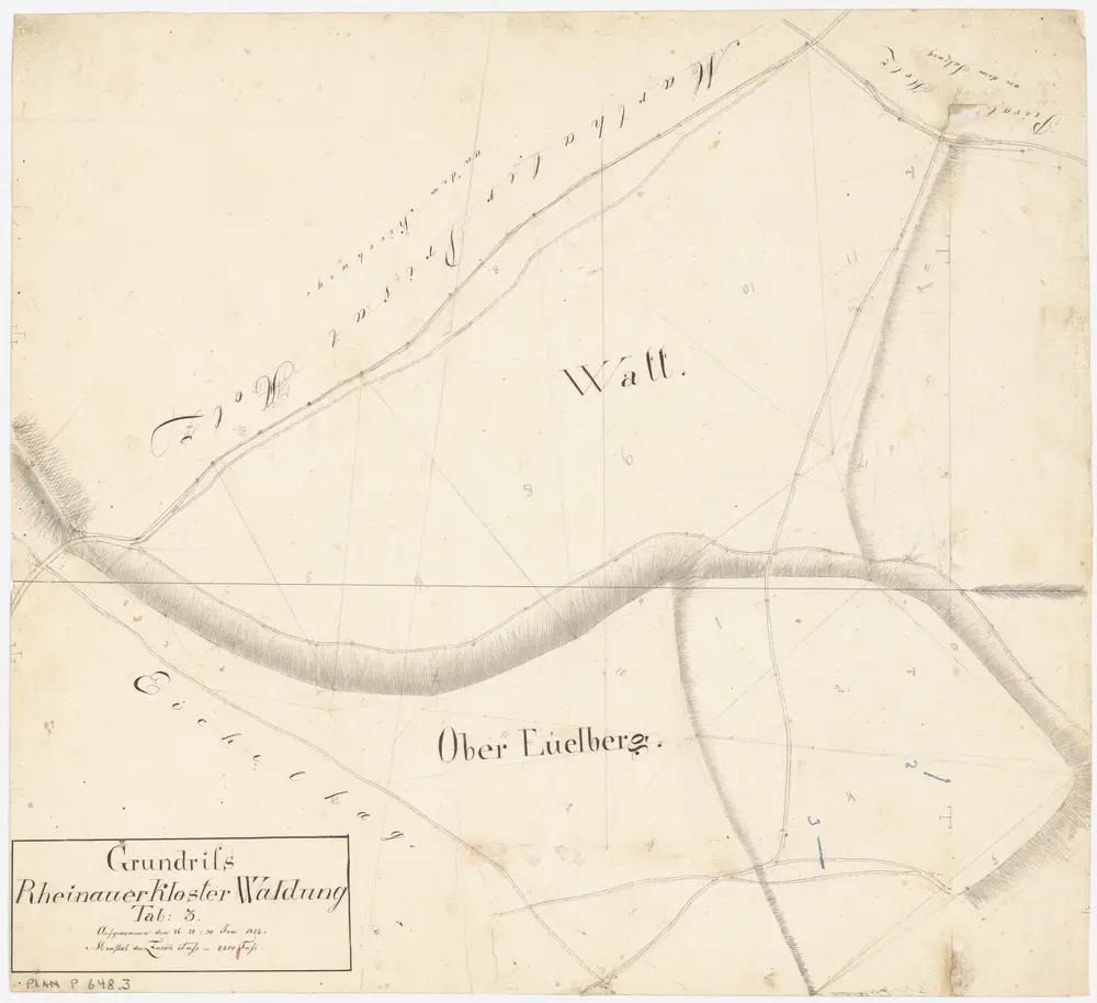 Rheinau: Gemeinde-, Kloster- und Genossenschaftswaldungen: Klosterwaldungen Watt, Ober Euelberg; Grundriss (Tab. 3)