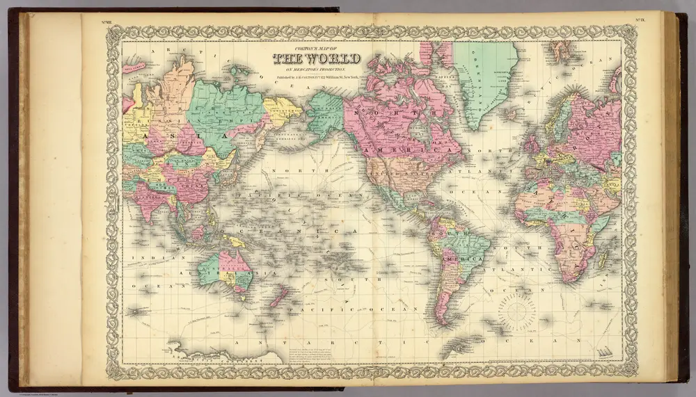 Colton's Map Of The World On Mercator's Projection.