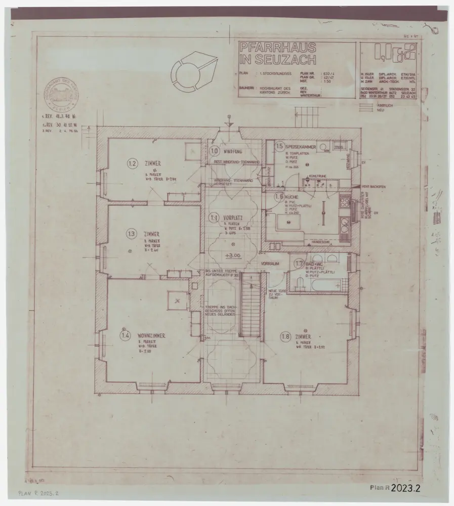 Seuzach: Pfarrhaus: 1. Stock; Grundriss